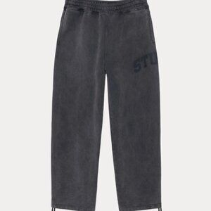nwot stussy faded graphic fleece pant washed black size large l